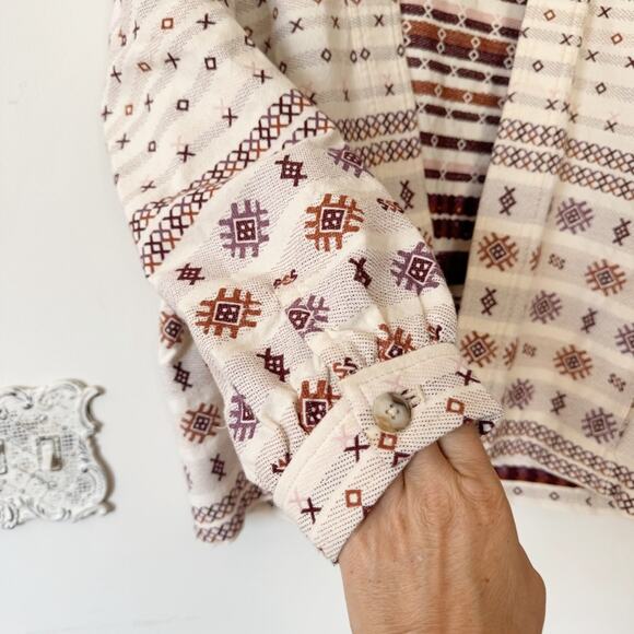 Madewell Aztec Boho Embroidered Kimono Wrap Jacket S - Picture 8 of 12